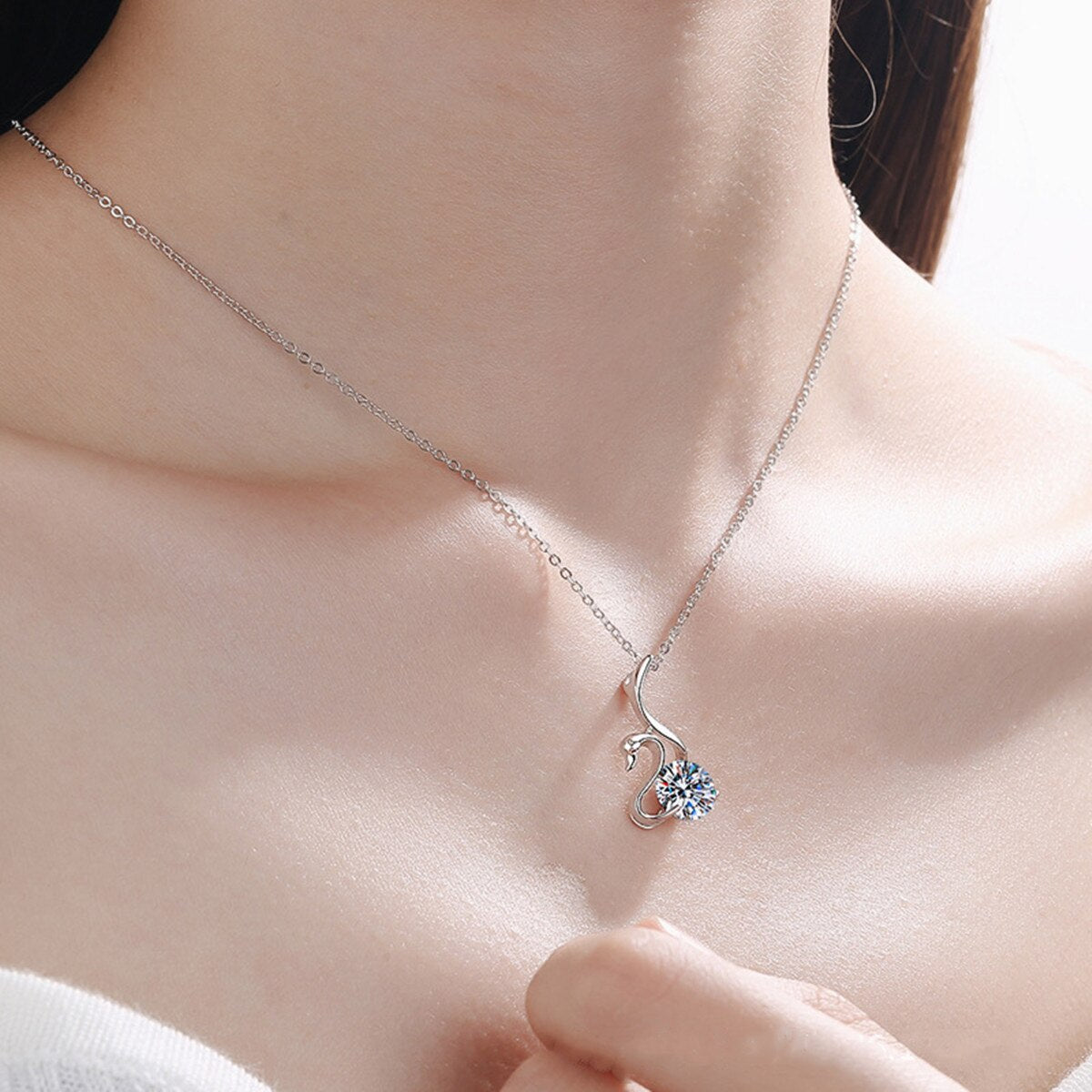 Swan Moissanite Necklace